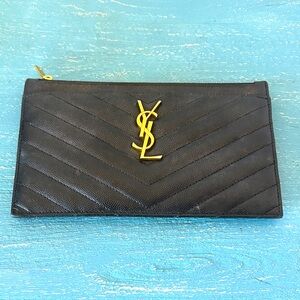 YSL black leather pouch